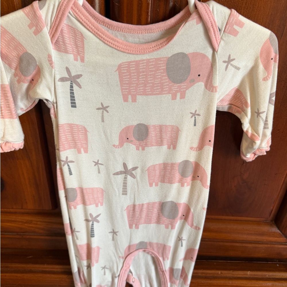 Pink Elephant Print Kids One Piece